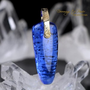 Siberian Blue Quartz Crystal Pendant 14k Gold