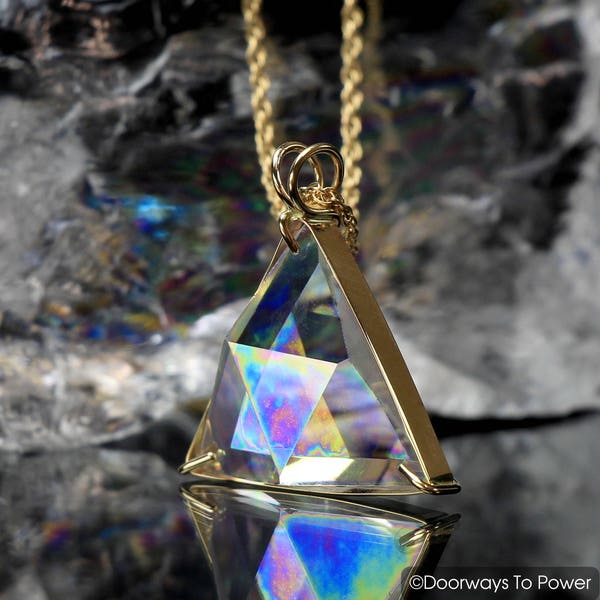 Angel Aura Star of David Pendant Triangle pendant Vogel Crystal Pendant 14k Gold Crystal Necklace