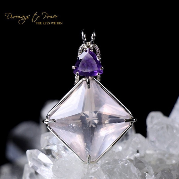 Rose Quartz & Amethyst Crystal Necklace Magician Stone Healer | Etsy
