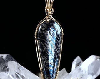 Covellite Crystal Pendant 14k