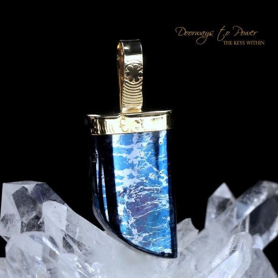 Covellite Light Language Crystal Pendant 22k