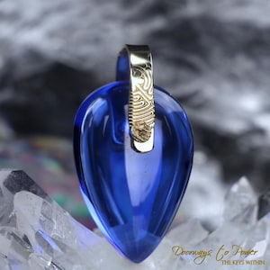 Siberian Blue Quartz Light Language Crystal Pendant 14k Gold