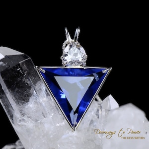 Siberian Blue Quartz Crystal Pendant Necklace Cobalt Blue Angelic Star Pendant with  Phenacite Gemstone