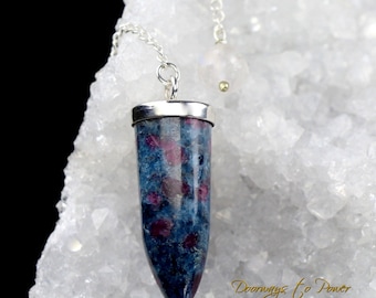 Ruby Kyanite Crystal Pendulum .925 SS  Dowsing,  Answers, Chakra Balancing & Healing