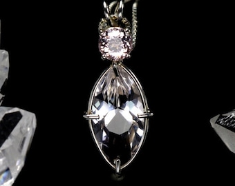 Danburite Morganite Infinite Eye Quartz Crystal Pendant Necklace