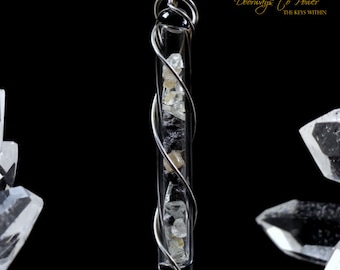 Colgante de collar de cristal de diamante ultra raro con diamantes, herderita, Brookite 'Limited'
