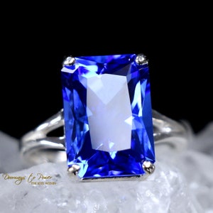 Siberian Blue Quartz Faceted Ring .925 Sterling Silver Healer Ring Size 5 & 7