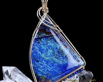 Azurite Crystal Pendant 14k