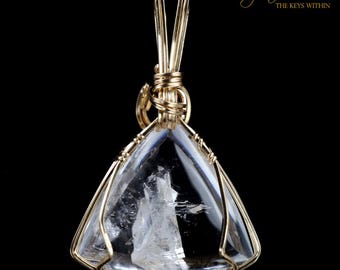Era of Light Lemurian Manifestation Quartz Crystal Pendant 14k