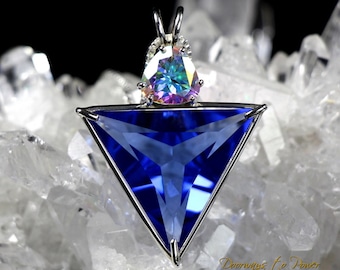 シベリアンブルークォーツ ミスティックトパーズ エンジェリックスタークリスタルネックレスペンダント ∞