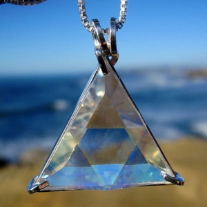 Angel Aura Star of David Vogel Crystal triangle Pendant .925 Sterling Silver A ++++