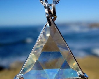 Angel Aura Star of David Vogel Crystal triangle Pendant .925 Sterling Silver A ++++