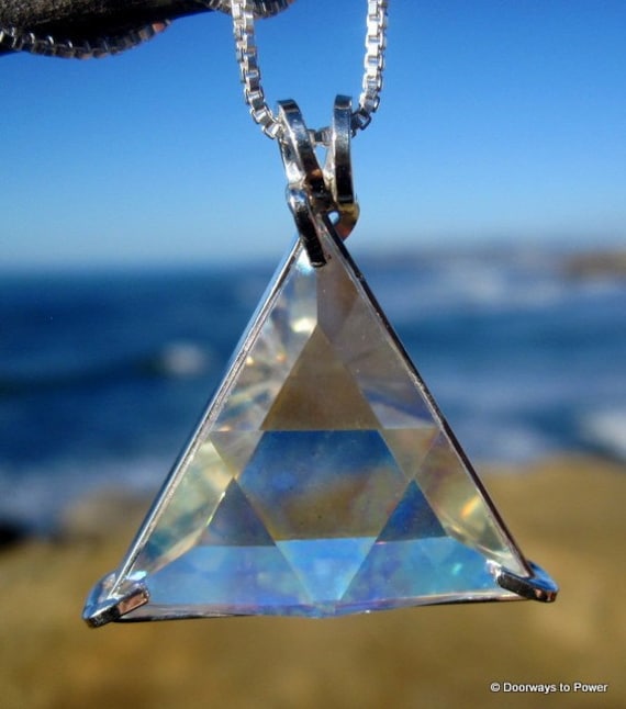 Angel Aura Star of David Vogel Crystal Triangle Pendant .925