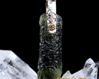 Moldavite Light Language Pendant 14k Ultra Rare
