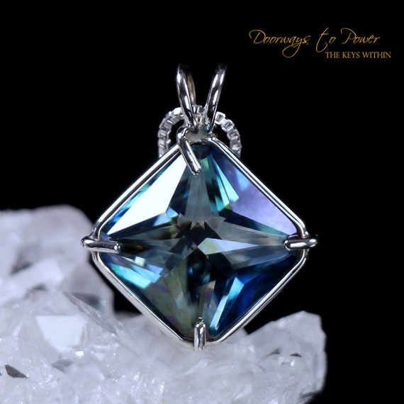 Aqua Aura Magician Stone Crystal Pendant Necklace Etsy Canada