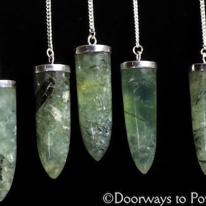 Prehnite Crystal Pendulum Dowsing, Answers, Chakra Healing & Balancing .925 SS