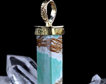Persian Variscite Light Language Crystal Pendant 22k