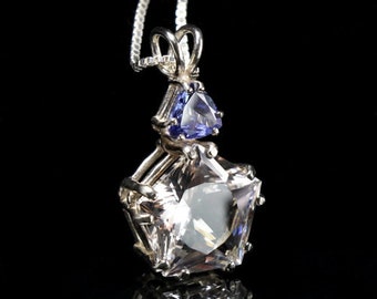 Danburite & Tanzanite Star of Venus Crystal Pendant 925 Silver Healing Quartz Crystal Pendant Necklace
