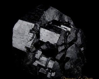 Black Tourmaline Etched Record Keeper Crystal Cannon 'Armor Grid' XL