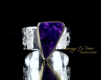 Sugilite Crystal Ring SS & 22k  'Beacon of Light'  7 1/2