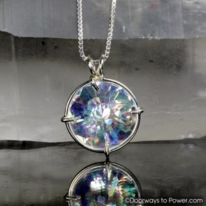 Angel Aura Quartz Radiant Heart Crystal Pendant "Angelic Connection" .925 Sterling Silver Healing Quartz Crystal Necklace Pendant A++