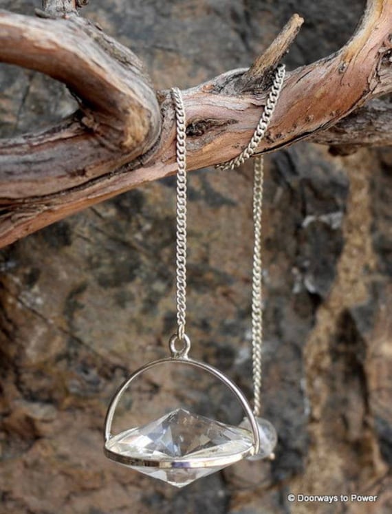 Clear Quartz Crystal Disk Pendulum .925 Sterling Silver - Etsy UK