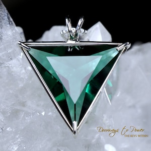 Siberian Green Quartz Angelic Star Crystal Pendant in Sterling Silver