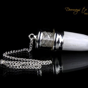 Scolecite & Herkimer Diamond Pendulum .925 SS