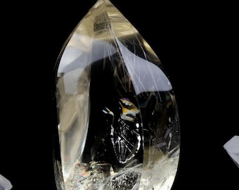 Rare Citrine Rutilated Quartz Crystal Sculpture with Rainbows  'Lighted Spirit'