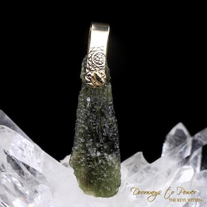 Moldavite Light Language Pendant 14k Ultra Rare
