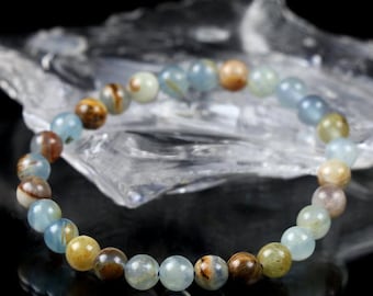 Pulsera de cristal de calcita y aguatina lemuriana