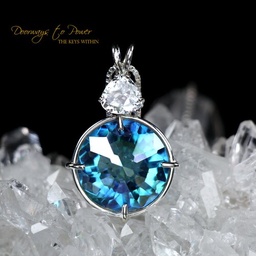 Aqua Aura Magician Stone Crystal Pendant Necklace | Etsy