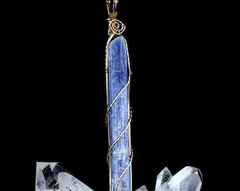 Blue Kyanite Crystal Pendant 14k