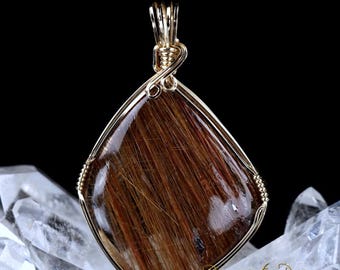 Rutilated Quartz Crystal Pendant 14k 'The Illuminator'