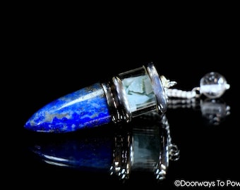 Lapis Lazuli & Aquamarine Pendulum .925 Sterling Silver A ++ Top Quality