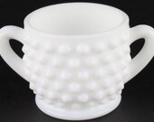 Fenton Hobnail Milk Glass Sugar Bowl White Round Glass Bowl