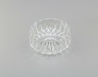 Vintage Small Round Cut Glass Crystal Rose Bowl Vase Diamond and Leaf Fan Cut