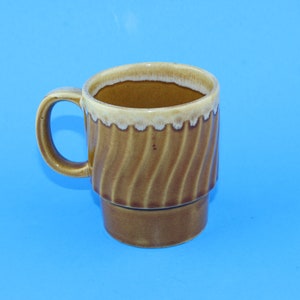 Vintage Brown Swirl Drip Glaze Stackable Ceramic Coffee Mug Tea Cup Japan MCM
