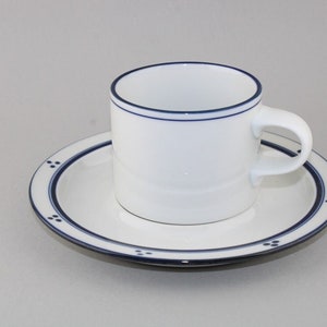 Dansk Bistro Japan Fredriksborg Blue Trim Three Dots Salad Cup & Saucer Set