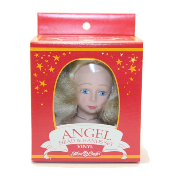 1991 Fibre Craft Vinyl Angel Head & Hands Set pour Soft Body Doll Tree Top Nouveau vieux stock