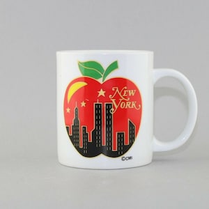 VTG New York City Big Apple Twin Towers World Trade Center Coffee Tea Cup Mug