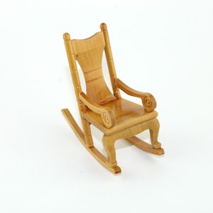 Hand Painted Wooden Miniature Furniture Doll House Small Rocking Chair