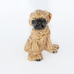 Vintage Glazed Ceramic Brown Boxer Puppy Dog Lover Figurine 4&quot; Tall