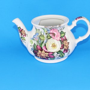 James Sadler Floral Pattern Pink Roses White Flowers Green Leaves Teapot England