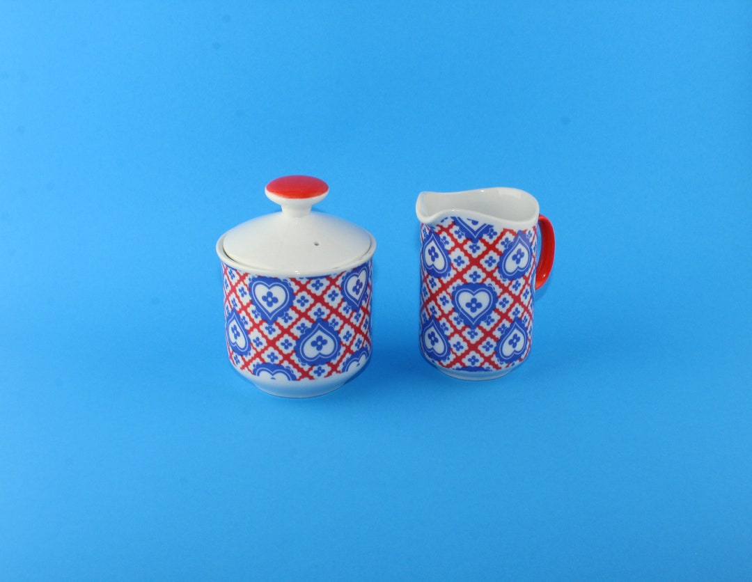 Taste Setter Collection Sugar Bowl and Creamer Set Blue Hearts Etsy