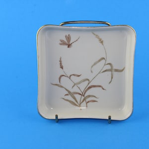 Johann Haviland Bavaria Square Trinket Ring Dish Tray Dragonfly Design 4 1/2&quot;