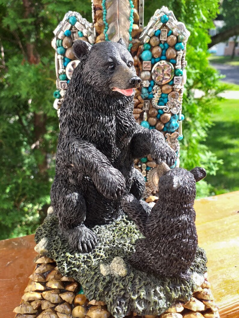 Ceramic Black Bear on Mosaic Ceramic Black Bear Mounted Etsy