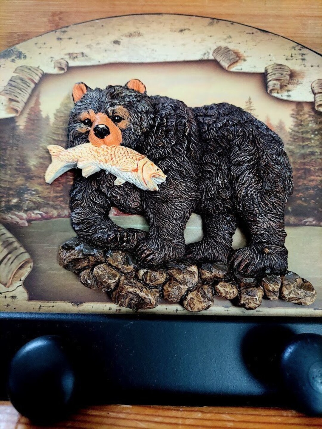 Vintage 3D Rustic Black Bear Coat Rack Retro Cabin Decor to Our