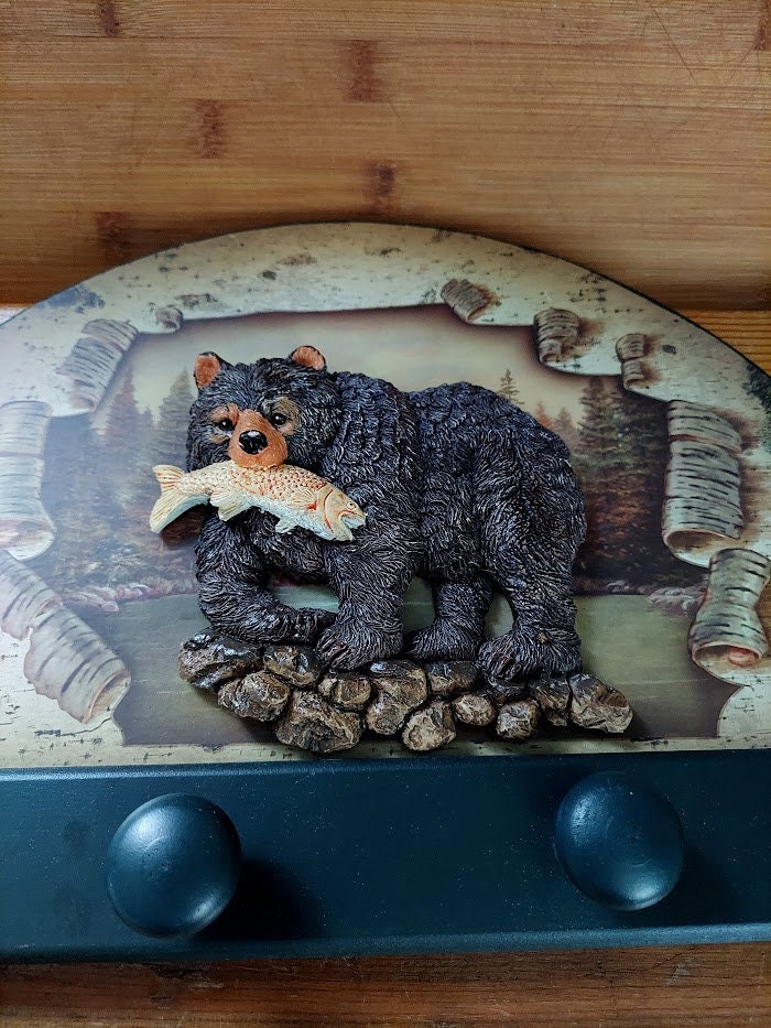 Vintage 3D Rustic Black Bear Coat Rack Retro Cabin Decor to Our