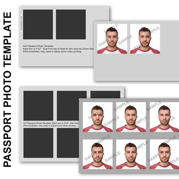 Passport Photo Template (4x6 and 5x7), diy Passport Photo, Adobe Photoshop .PSD Template - INSTANT DOWNLOAD